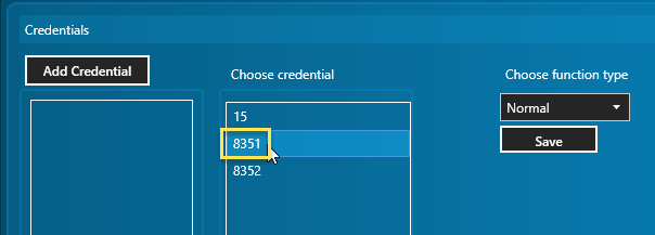 Choose credential