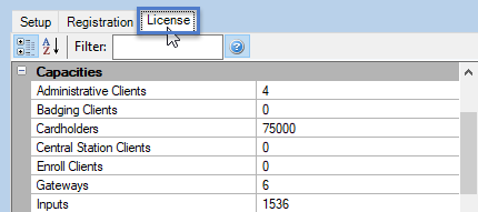 License Tab