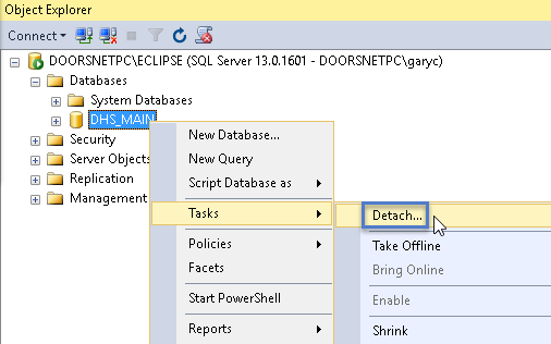 SQL Database Detach