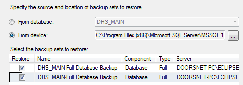 Select DB file set