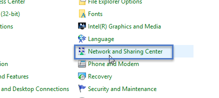 Network and Sharing Centre