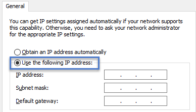 Use the Following IP address