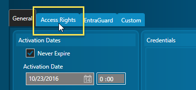 Access Rights Tab