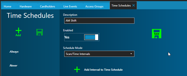 Time Schedules - Enable