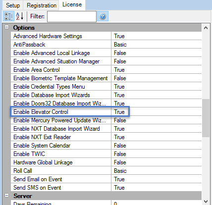 Verify Elevator Control Enabled