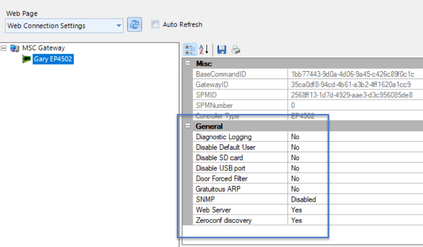 Web Connection Settings