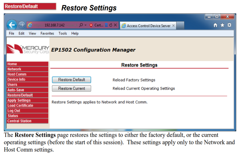 Restore Settings